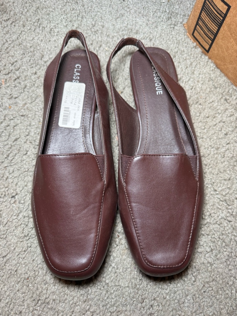 CLASSIQUE Brown Leather Slingback Loafers